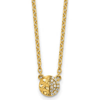 14K Yellow Gold Polished and Hammered 1/20 Carat Diamond Disk Necklace - 18 Inches by Oro Pregiato