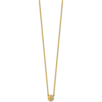 14K Yellow Gold Polished and Hammered 1/20 Carat Diamond Disk Necklace - 18 Inches by Oro Pregiato
