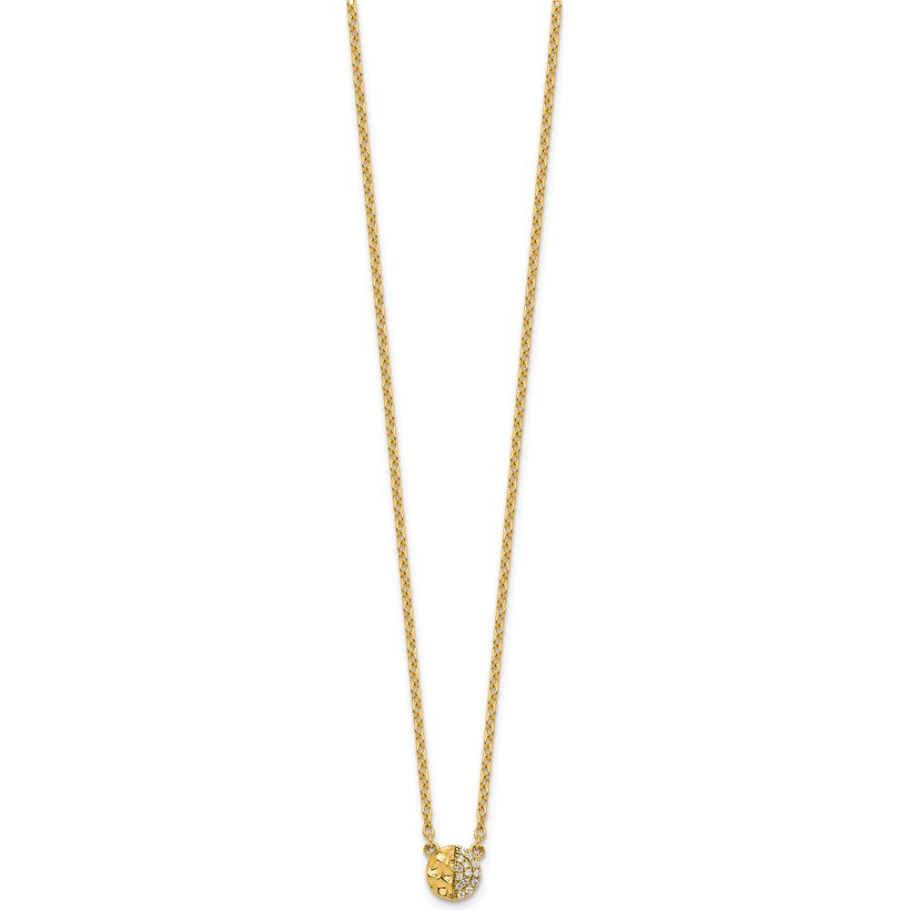 14K Yellow Gold Polished and Hammered 1/20 Carat Diamond Disk Necklace - 18 Inches by Oro Pregiato