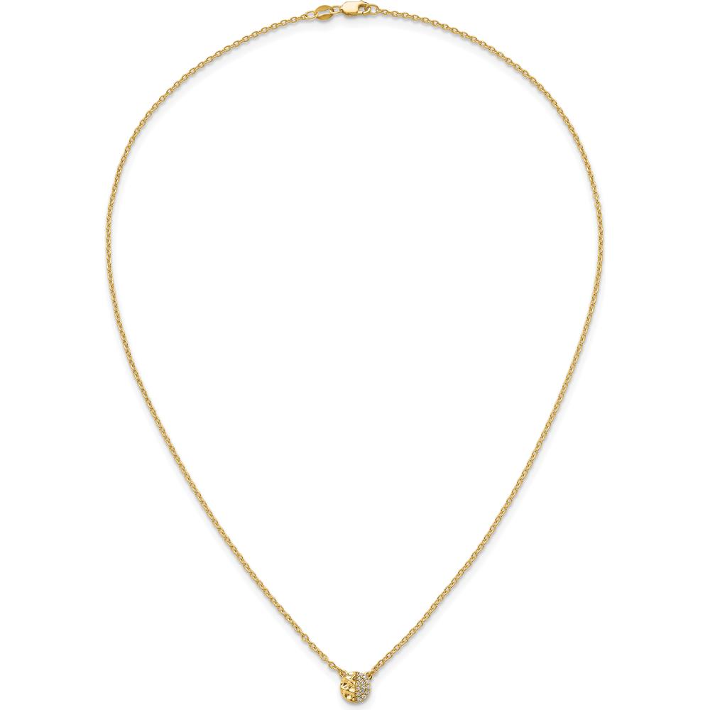 14K Yellow Gold Polished and Hammered 1/20 Carat Diamond Disk Necklace - 18 Inches by Oro Pregiato