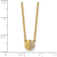 14K Yellow Gold Polished and Hammered 1/20 Carat Diamond Disk Necklace - 18 Inches by Oro Pregiato