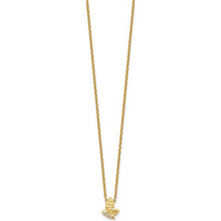 14K Yellow Gold Polished and Hammered Butterfly Necklace with 1/20 Carat Total Round Diamonds by Oro Pregiato