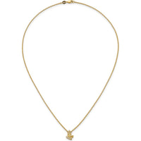 14K Yellow Gold Polished and Hammered Butterfly Necklace with 1/20 Carat Total Round Diamonds by Oro Pregiato