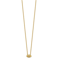 14K Yellow Gold Polished and Hammered Evil Eye Necklace with 1 Round Diamond - 1/20 Carat Total Diamond Weight by Oro Pregiato