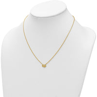 14K Yellow Gold Polished and Hammered Evil Eye Necklace with 1 Round Diamond - 1/20 Carat Total Diamond Weight by Oro Pregiato