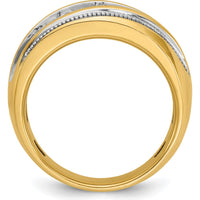 14K Yellow Gold Polished and Milgrain Men's Ring Mounting with Rhodium Plating by IBGoodman