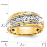 14K Yellow Gold Polished and Milgrain Men's Ring Mounting with Rhodium Plating by IBGoodman