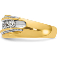 14K Yellow Gold Polished and Milgrain Men's Ring Mounting with Rhodium Plating by IBGoodman