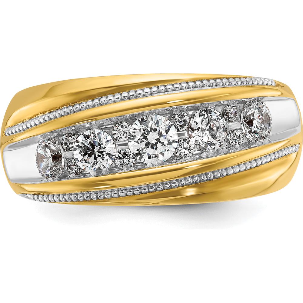 14K Yellow Gold Polished and Milgrain Men's Ring Mounting with Rhodium Plating by IBGoodman