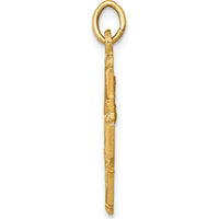 14K Yellow Gold Polished and Satin 4-Way Cross Medal Pendant - 25mm Length by Oro Pregiato