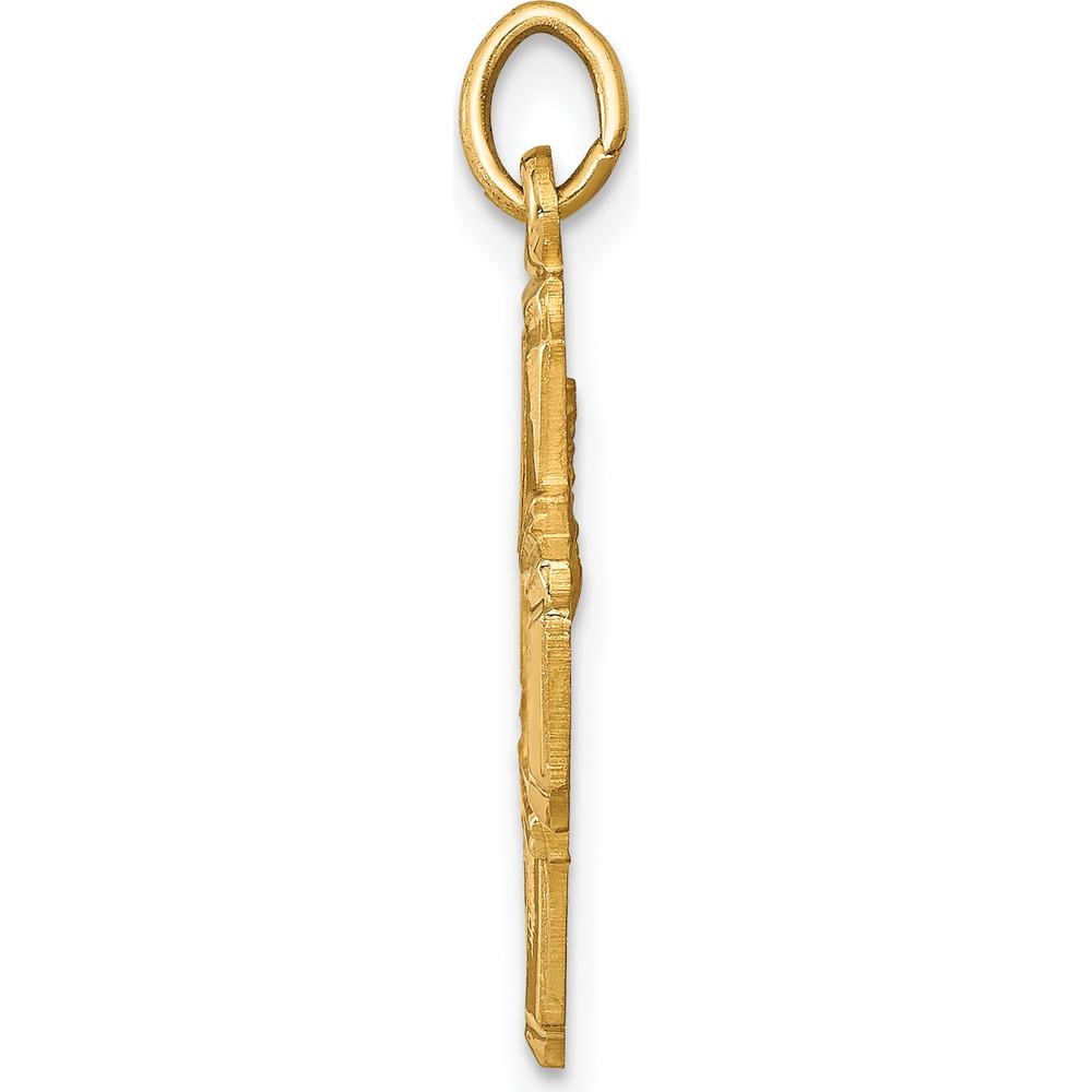 14K Yellow Gold Polished and Satin 4-Way Cross Medal Pendant - 25mm Length by Oro Pregiato