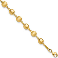 14K Yellow Gold Polished and Satin 5.5mm Puffed Circle Bracelet - 7.5" by 0