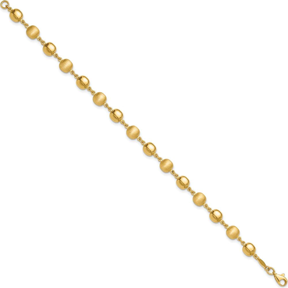14K Yellow Gold Polished and Satin 5.5mm Puffed Circle Bracelet - 7.5" by 0