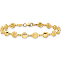 14K Yellow Gold Polished and Satin 5.5mm Puffed Circle Bracelet - 7.5" by 0