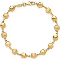 14K Yellow Gold Polished and Satin 5.5mm Puffed Circle Bracelet - 7.5" by 0