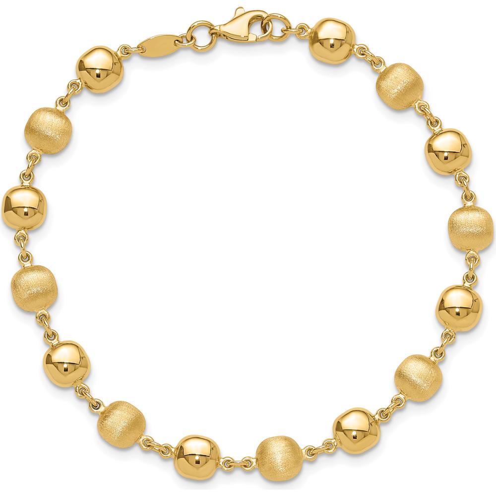 14K Yellow Gold Polished and Satin 5.5mm Puffed Circle Bracelet - 7.5" by 0