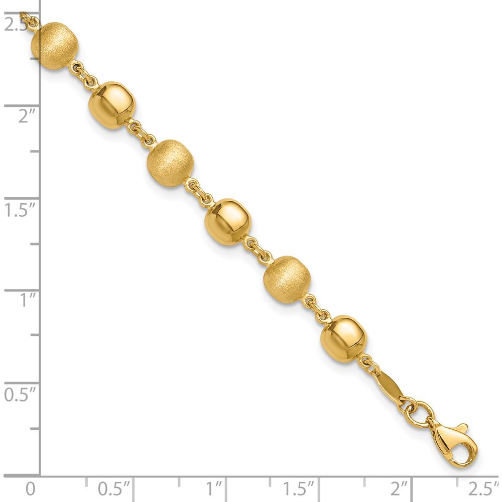 14K Yellow Gold Polished and Satin 5.5mm Puffed Circle Bracelet - 7.5" by 0