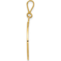 14K Yellow Gold Polished and Satin Angel Round Pendant - 36mm Length by Oro Pregiato