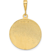 14K Yellow Gold Polished and Satin Angel Round Pendant - 36mm Length by Oro Pregiato