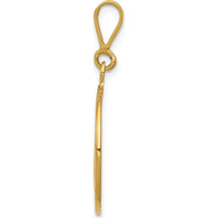 14K Yellow Gold Polished and Satin Angel Round Pendant with 10mm Bail by Oro Pregiato