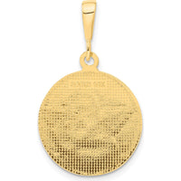 14K Yellow Gold Polished and Satin Angel Round Pendant with 10mm Bail by Oro Pregiato