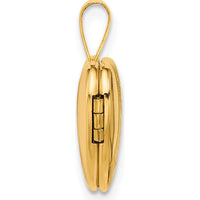 14K Yellow Gold Polished and Satin Butterflies Heart Locket Pendant by Oro Pregiato