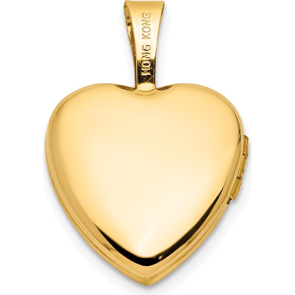 14K Yellow Gold Polished and Satin Butterflies Heart Locket Pendant by Oro Pregiato