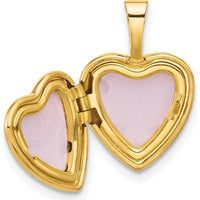 14K Yellow Gold Polished and Satin Butterflies Heart Locket Pendant by Oro Pregiato