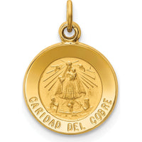 14K Yellow Gold Polished and Satin Caridad Del Cobre Medal Charm - 16.5mm Length by Oro Pregiato