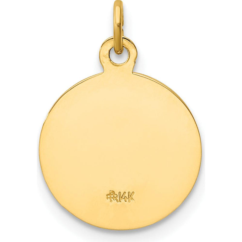 14K Yellow Gold Polished and Satin Caridad Del Cobre Medal Charm - 16.5mm Length by Oro Pregiato