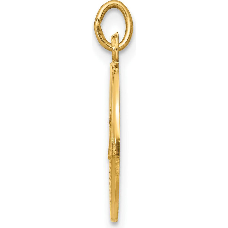 14K Yellow Gold Polished and Satin Caridad Del Cobre Medal Pendant 20mm by Oro Pregiato