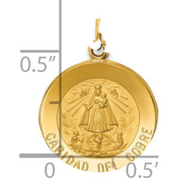14K Yellow Gold Polished and Satin Caridad Del Cobre Medal Pendant 20mm by Oro Pregiato
