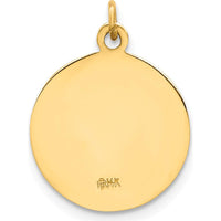 14K Yellow Gold Polished and Satin Caridad Del Cobre Medal Pendant 20mm by Oro Pregiato