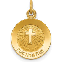 14K Yellow Gold Polished and Satin Confirmation Cross Charm - 17mm Length by Oro Pregiato