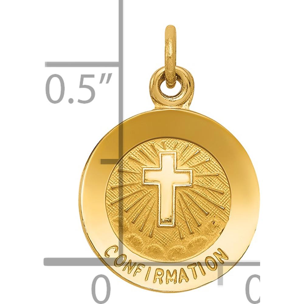 14K Yellow Gold Polished and Satin Confirmation Cross Charm - 17mm Length by Oro Pregiato