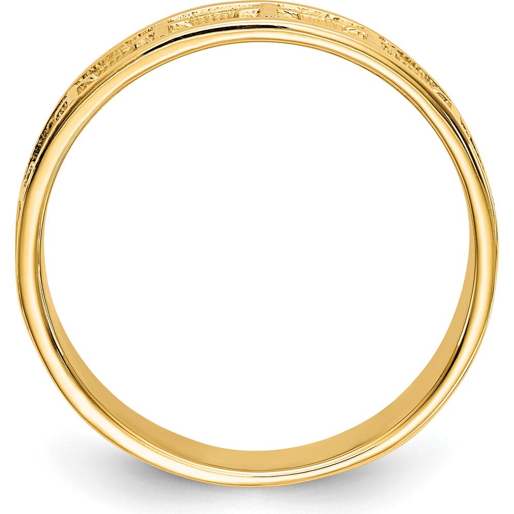 14K Yellow Gold Polished & Satin Cross Band Ring by Oro Pregiato