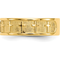14K Yellow Gold Polished & Satin Cross Band Ring by Oro Pregiato