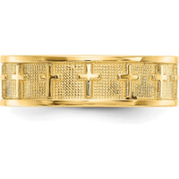 14K Yellow Gold Polished & Satin Cross Band Ring by Oro Pregiato