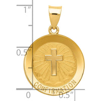 14K Yellow Gold Polished and Satin Cross Confirmation Pendant - 27mm Length by 0