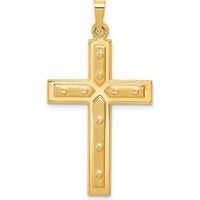 14K Yellow Gold Polished and Satin Cross Pendant with Dots Detail - 36.07mm in Length by Oro Pregiato
