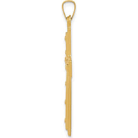 14K Yellow Gold Polished and Satin Cross Pendant with Dots Detail - 36.07mm in Length by Oro Pregiato