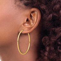 14K Yellow Gold Polished and Satin Diamond-Cut 2.00mm Large Hoop Earrings by 0