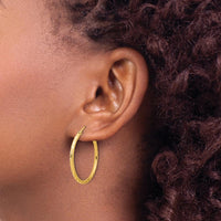 14K Yellow Gold Polished and Satin Diamond-Cut 30mm Hoop Earrings by 0