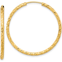14K Yellow Gold Polished and Satin Diamond-Cut 35mm Endless Hoop Earrings by 0