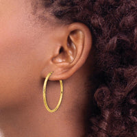 14K Yellow Gold Polished and Satin Diamond-Cut 35mm Endless Hoop Earrings by 0