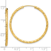 14K Yellow Gold Polished and Satin Diamond-Cut 35mm Endless Hoop Earrings by 0