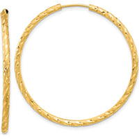 14K Yellow Gold Polished and Satin Diamond-Cut 40mm Endless Hoop Earrings by 0