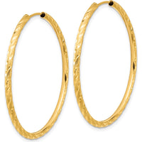 14K Yellow Gold Polished and Satin Diamond-Cut 40mm Endless Hoop Earrings by 0