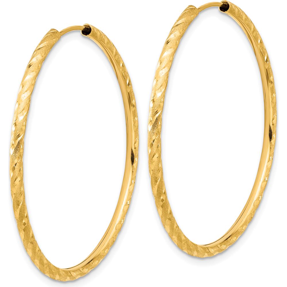 14K Yellow Gold Polished and Satin Diamond-Cut 40mm Endless Hoop Earrings by 0