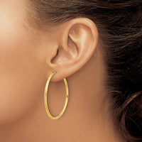14K Yellow Gold Polished and Satin Diamond-Cut 40mm Endless Hoop Earrings by 0